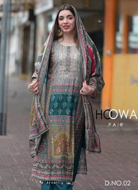 Hoowa Heavy Muslin Print Readymade Pakistani Suit Online Wholesale